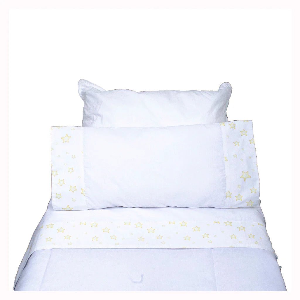 Sabanas Cuna Chica Estrellas Amarillas | Sábanas para cuna - Blanca